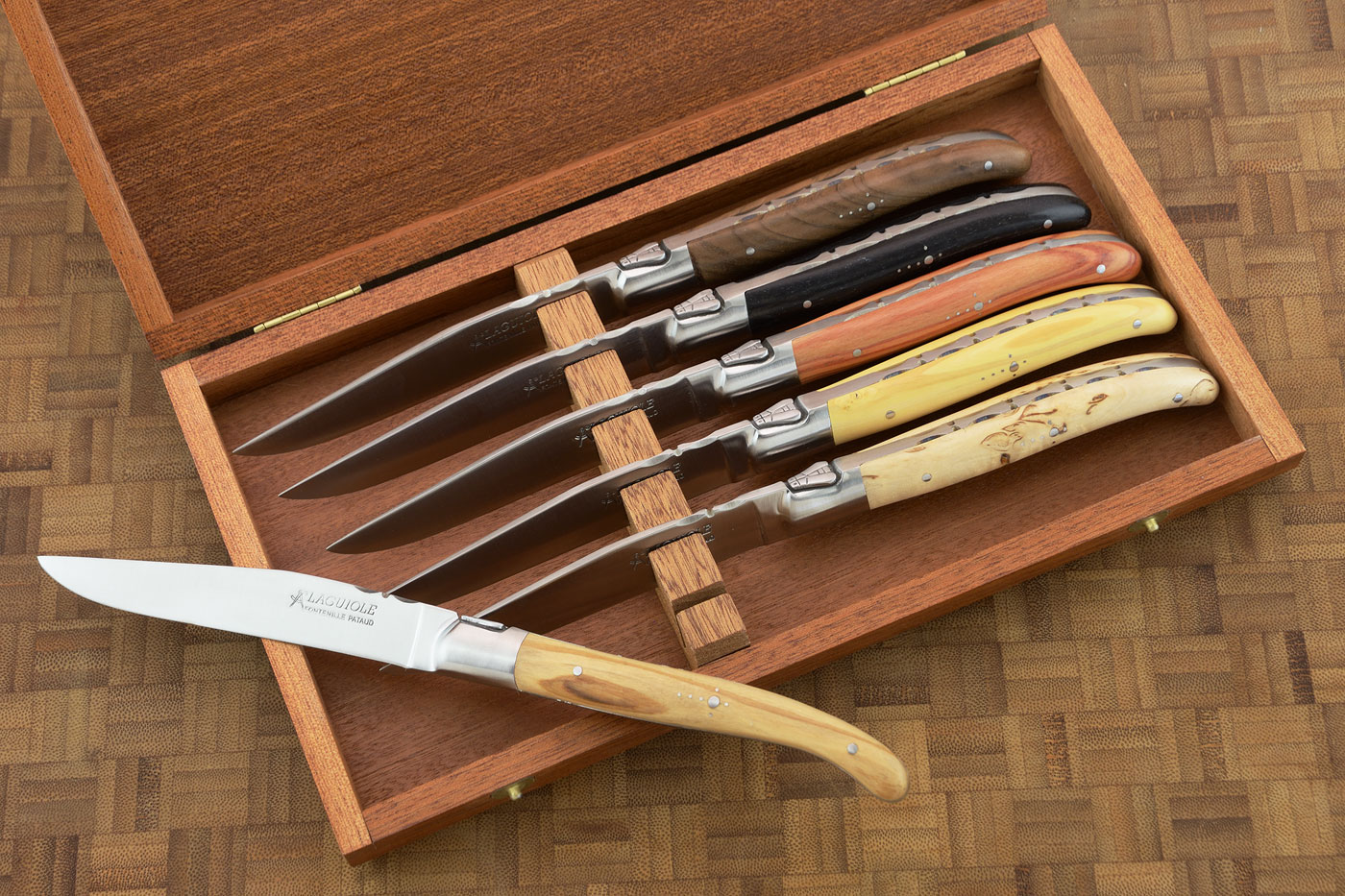 Laguiole Steak Knives, Set of 6 with Mixed Woods