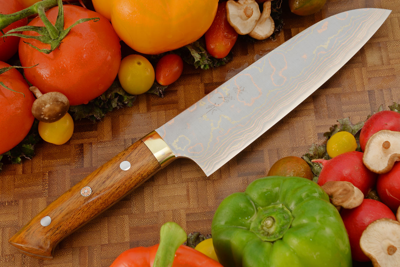 Yushoku Chef's Knife (Santoku) - 180mm (7-1/8in) - with Ironwood and Brass