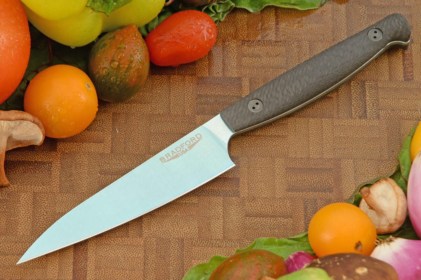 Paring Knife with Microtextured Carbon Fiber (4 in.) - Blue PVD AEB-L