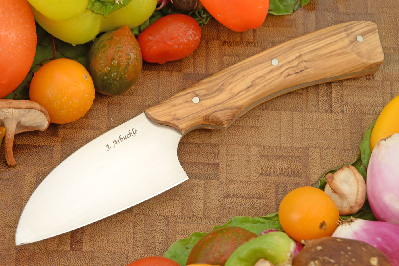 Petit Santoku (3-1/4 in) with Olive Wood
