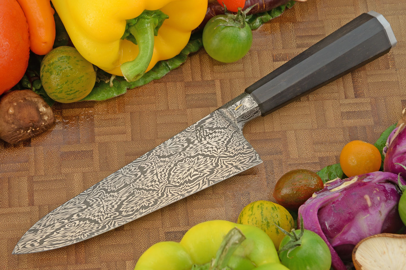 Integral Mosaic Damascus Chef's Knife (6 in.) with African Blackwood