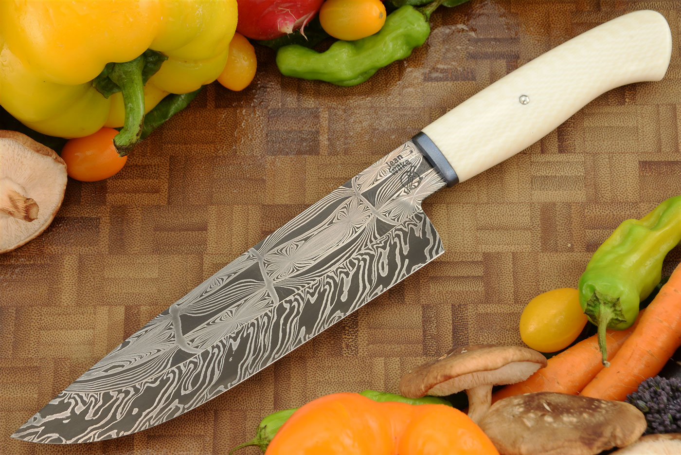 Mosaic Damascus Chef Knife (6-1/4 in.) with Synthetic Ivory