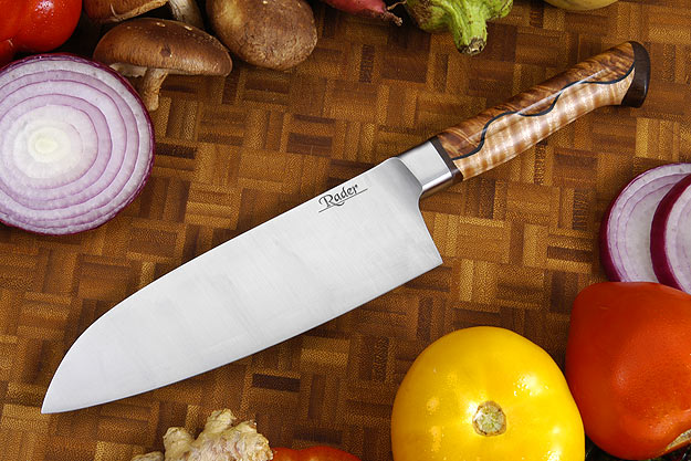 Santoku with Curly Maple and Maple Burl (6 3/4 in.)