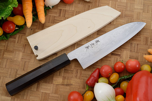 Damascus Chef's Knife - Santoku, 180mm (7-1/8 in) with Saya