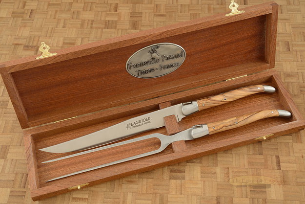 Laguiole Forged Carving Set with Olivewood