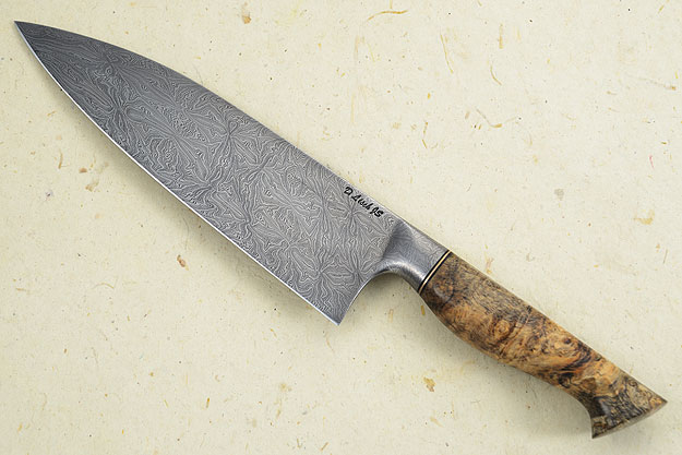 Chef's Knife (8 in.) with Buckeye Burl and Koi Pond Pattern Damascus