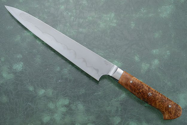 Slicing Knife (Sujihiki) with Spalted Box Elder Burl (8-1/2