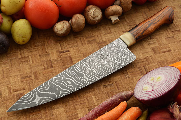 Damascus Chef's Knife with Ironwood (9-3/4 inches)