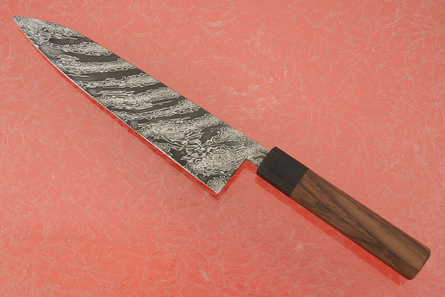Chef's Knife (Gyuto) with Twisted Dragon Damascus and Ebony (8-1/8 inch)