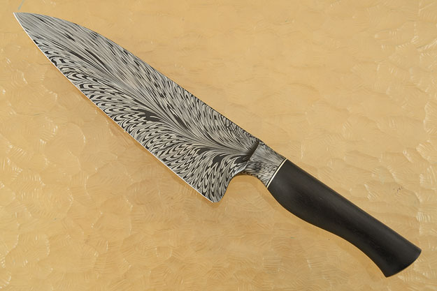 Chef's Knife (8 in.) with Feather Damascus and African Blackwood