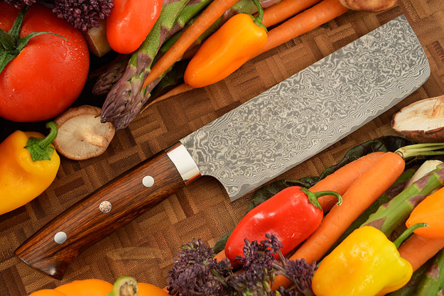 Damascus Chef's Knife (Nakiri) - 170mm (6-2/3in) - with Ironwood