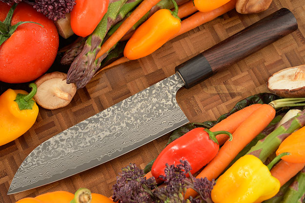 Kintaro Damascus Chef's Knife (Santoku) - 170mm (6-2/3in), Shinogi