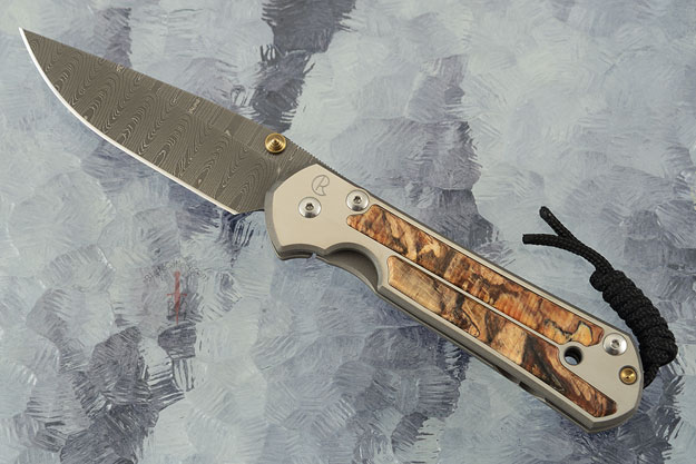 Large Sebenza 21 with Spalted Beech and Laddered Damascus