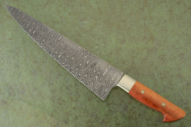 Damascus Chef's Knife (11-1/2 in) with Figured Pink Ivory Wood