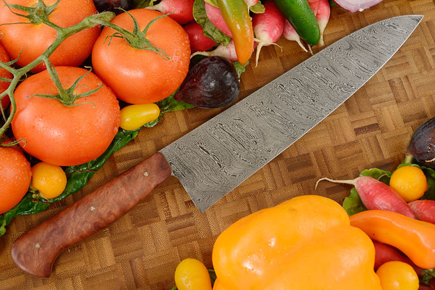 Chef Knife (8.9 in) with Twist Damascus and Bubinga