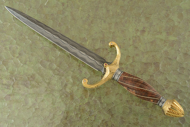 Damascus San Mai Dagger with Maple Burl