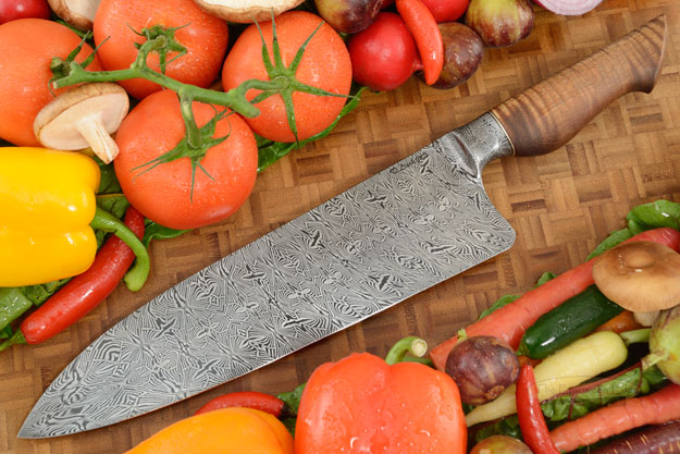 Workhorse Chef's Knife (10-2/3 in.) with Curly Koa and Integral Mosaic Damascus