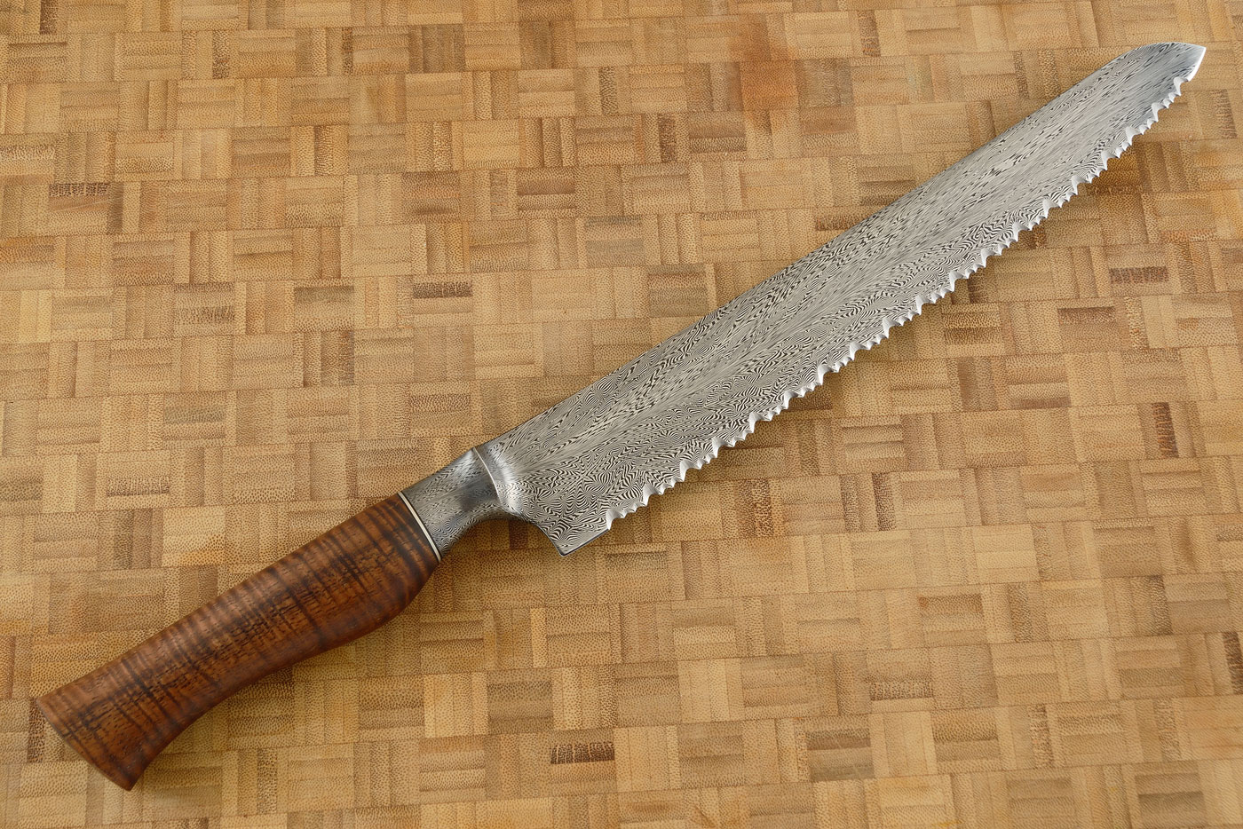 Integral Bread Knife (11 in.) with Damascus and Curly Koa